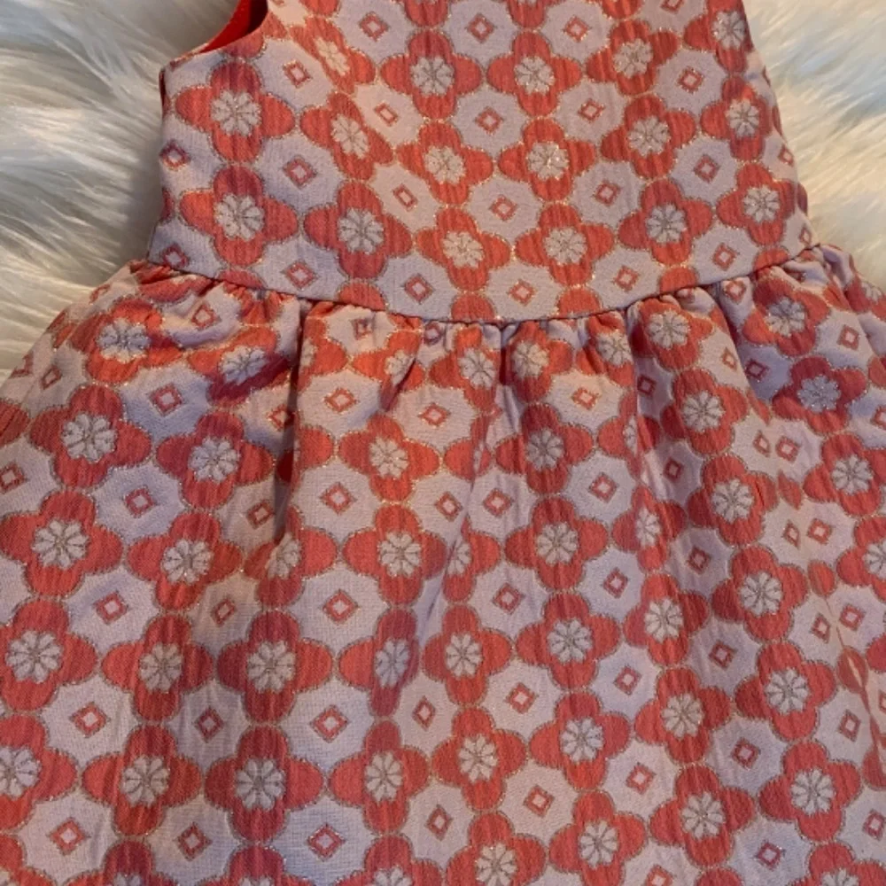 JANIE and JACK - Coral and Gold Brocade Sleeveless Dress NWT (Size 6-12m)